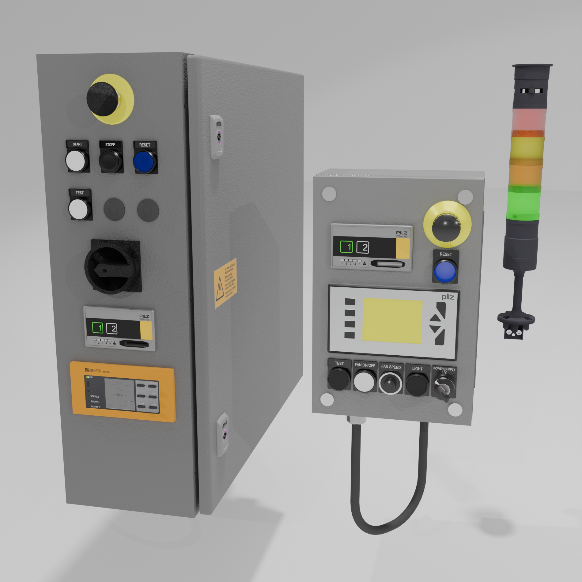 verschiedene Bedienelemente an HV-Prüfplätzen